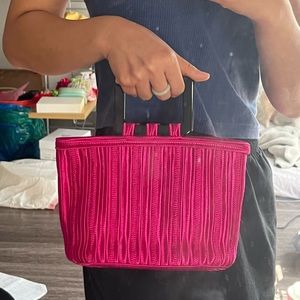 YVES SAINT LAURENT Passementerie woven bag vintage fuchsia pink acrylic handle